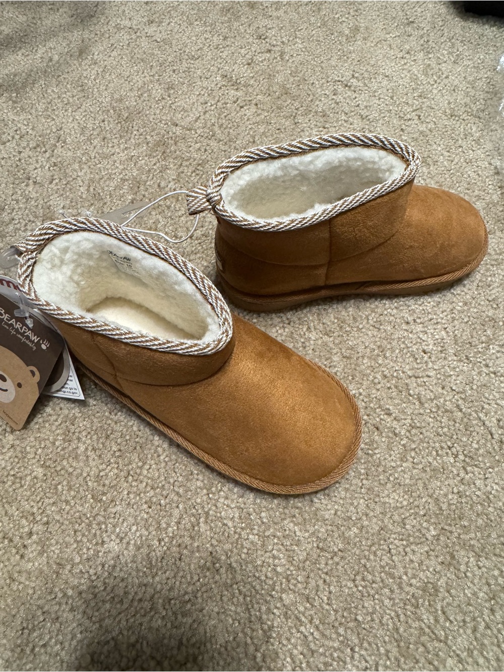 BearPaw Kids Short Shearling-Lined Boots - Chestnut Brown